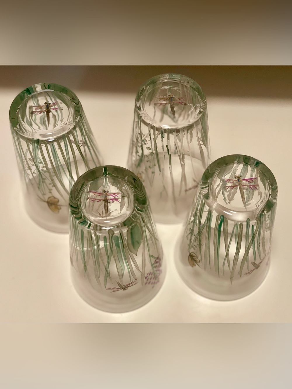 Dragonfly & Butterfly Art Glass Tumblers, Set of 4 - Picture 5 of 8